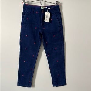 Boden corduroy Blue embroidered red star pants size 7